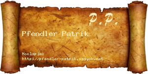 Pfendler Patrik névjegykártya
